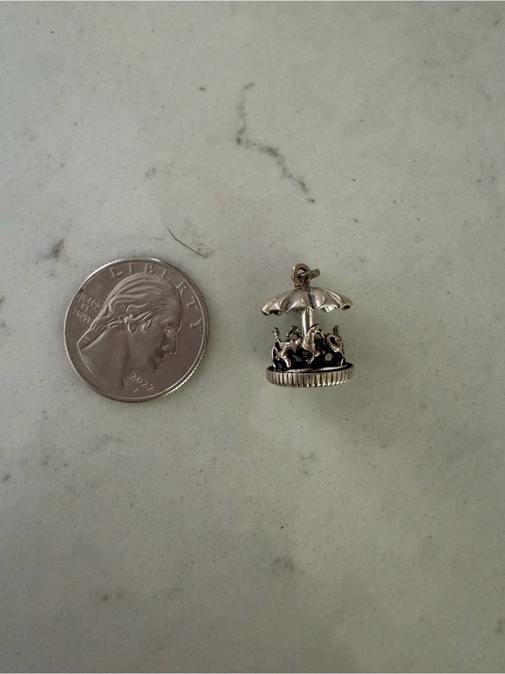 Sterling Silver Carousel Horse Charm Pendant